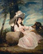 Sir Joshua Reynolds Portrait of Miss Anna Ward with Her Dog oil